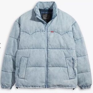 Levi's Light Blue Denim Puffer Jacket Size Medium